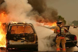 car accident and vehicle fire