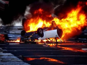car accident leads to a vehicle fire