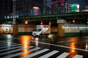 Parked Truck Accident at Night